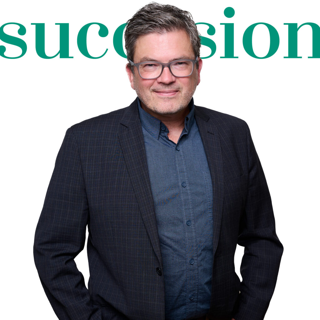 Headshot of Rob Tamblyn, business advisor. over word succesion